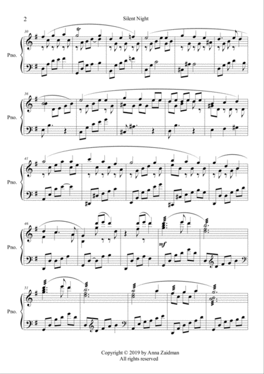 Silent Night Piano Solo scores gallery preview page 3