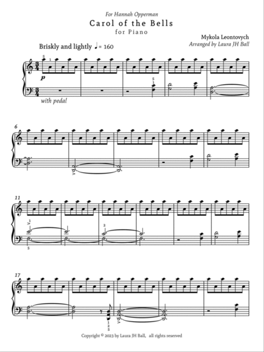 Carol of the Bells Easy Piano scores gallery preview page 3