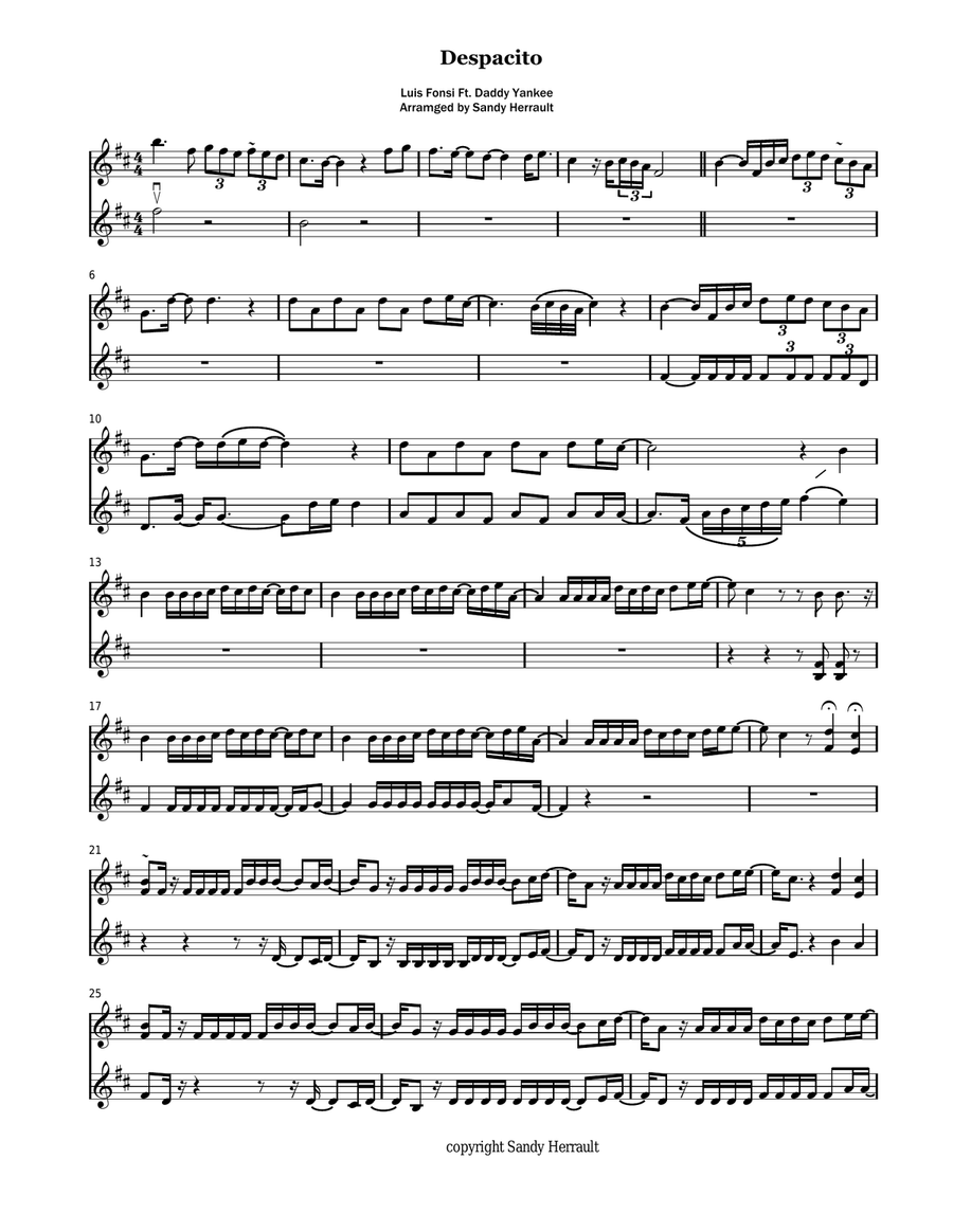 Despacito Violin Solo scores gallery preview page 3
