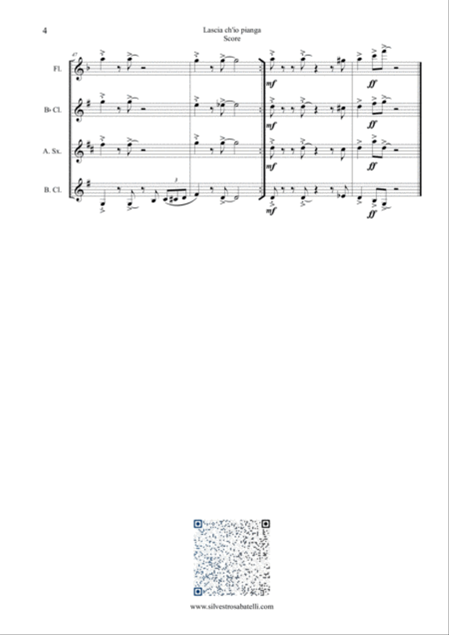 Lascia ch'io pianga Lascia ch'io pianga Woodwind Quartet scores gallery preview page 5
