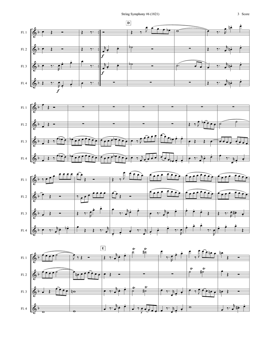 String Symphony #6 set for Flute Quartet Flute Quartet scores gallery preview page 4