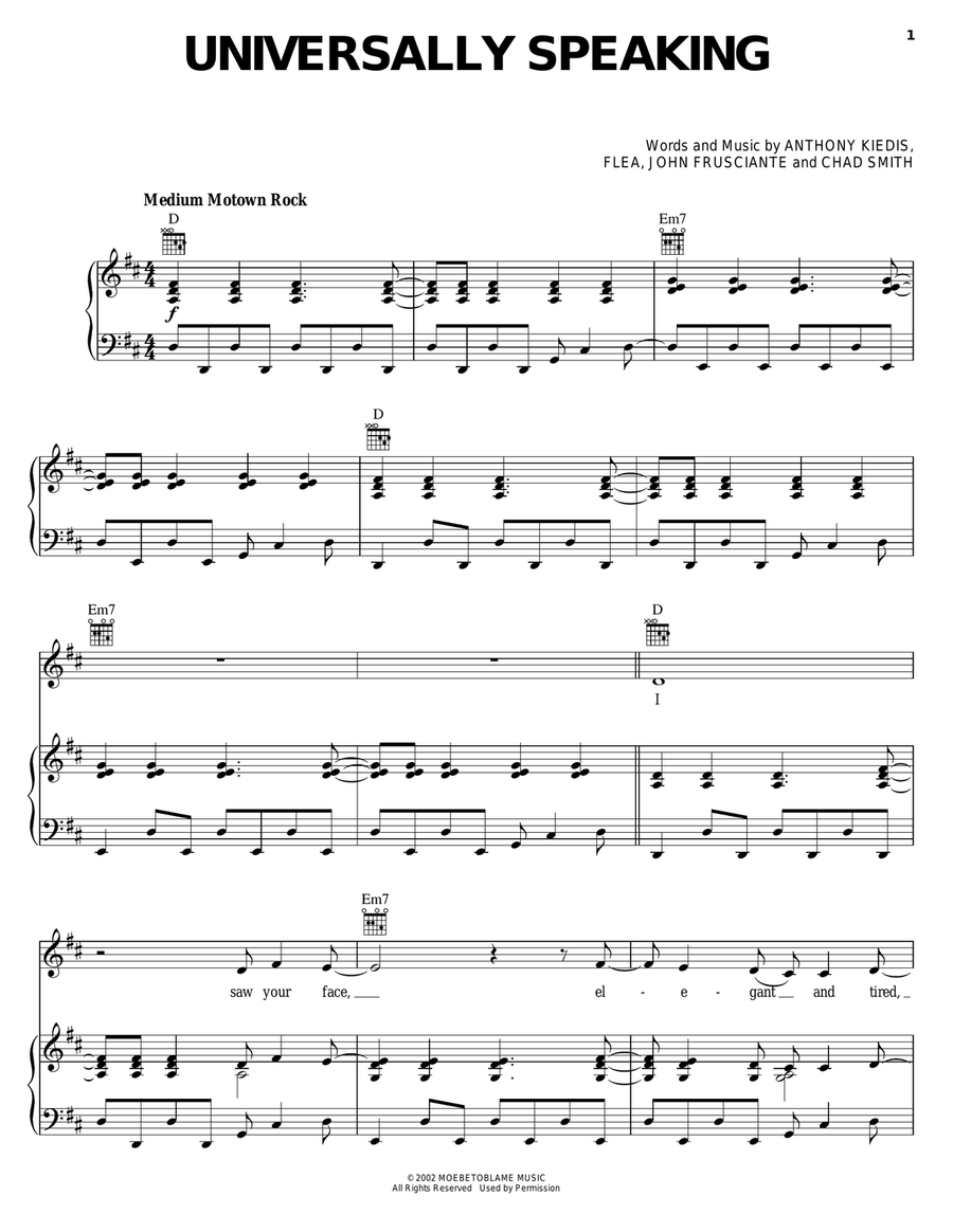 Universally Speaking Universally Speaking Piano, Vocal, Guitar scores gallery preview page 1