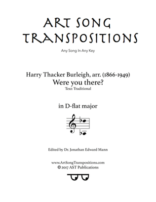 Book cover for BURLEIGH: Were you there? (transposed to D-flat major)