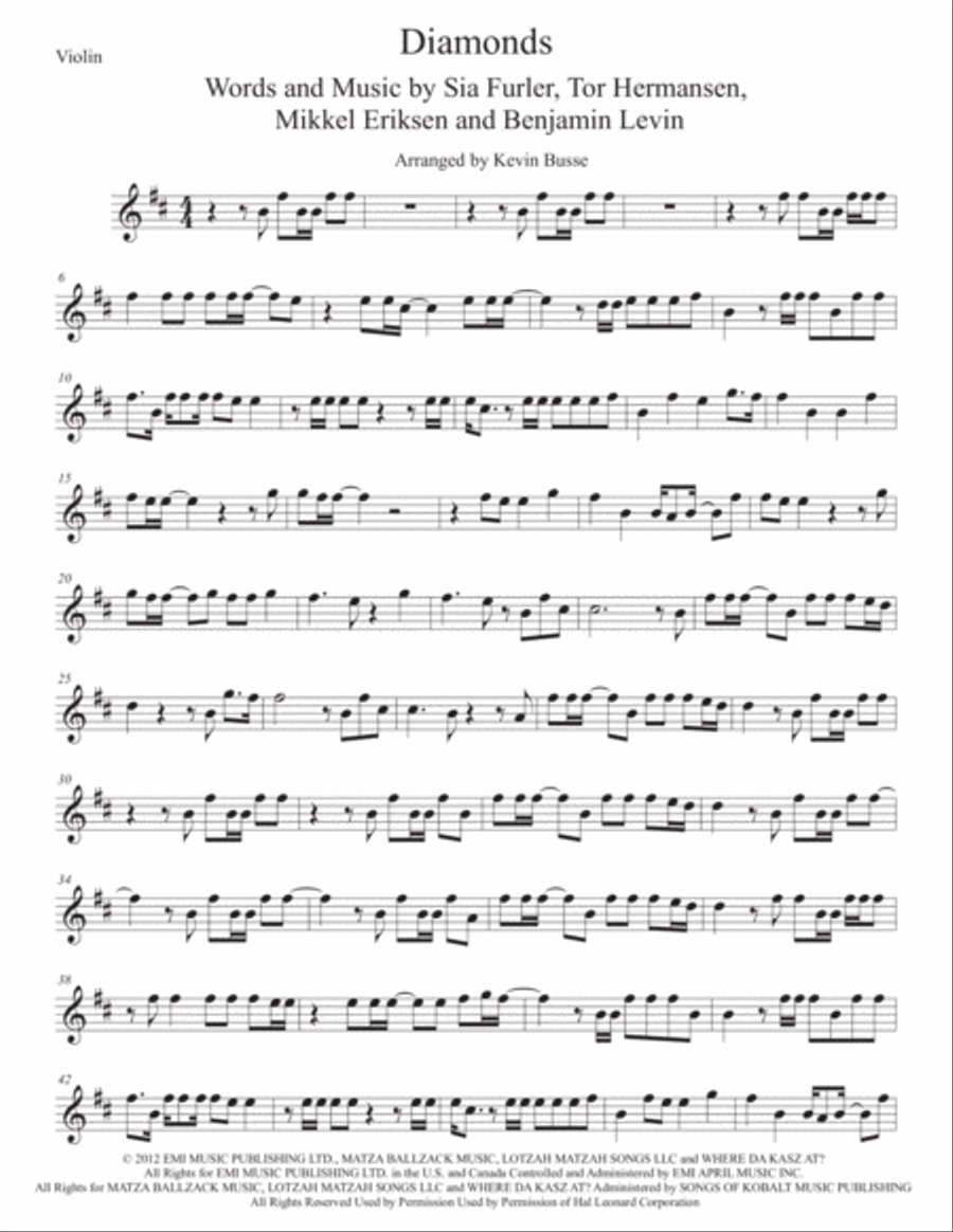 Diamonds Violin Solo scores gallery preview page 1