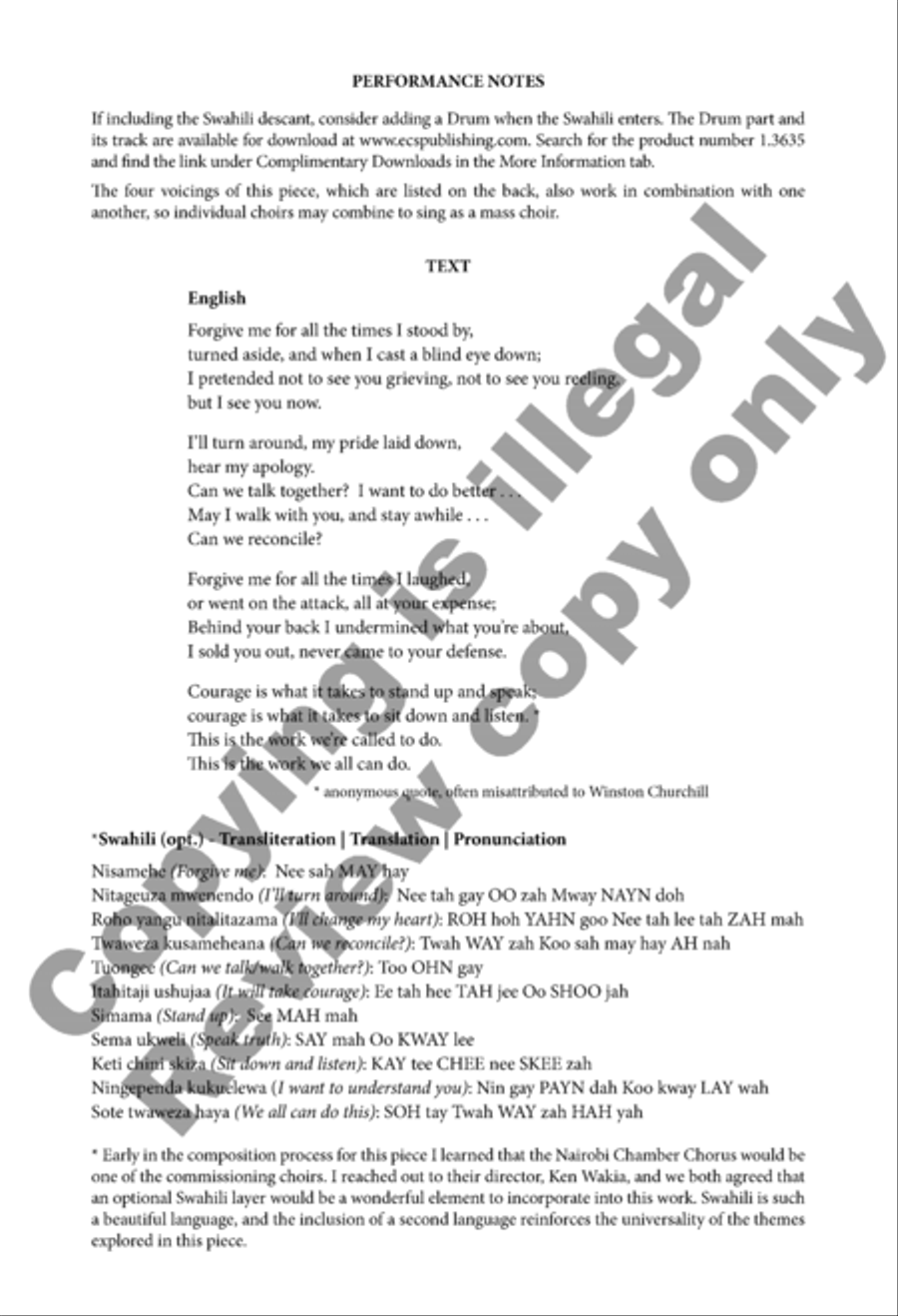 Reconcile Unison Choir scores gallery preview page 3
