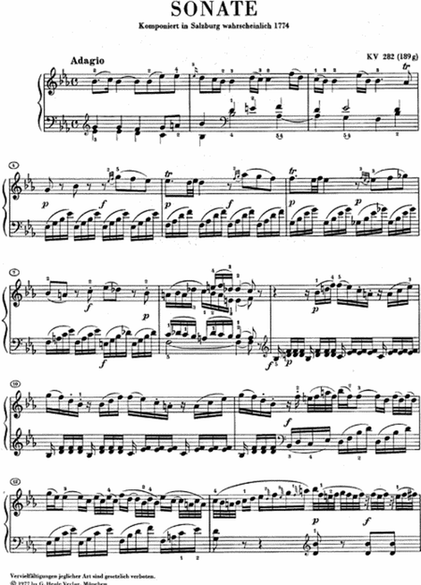 Piano Sonata in E Flat Major K282 (189g)