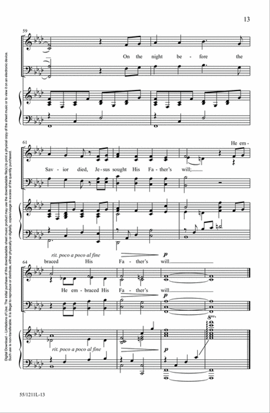 Not My Will, But Yours Choir scores gallery preview page 13