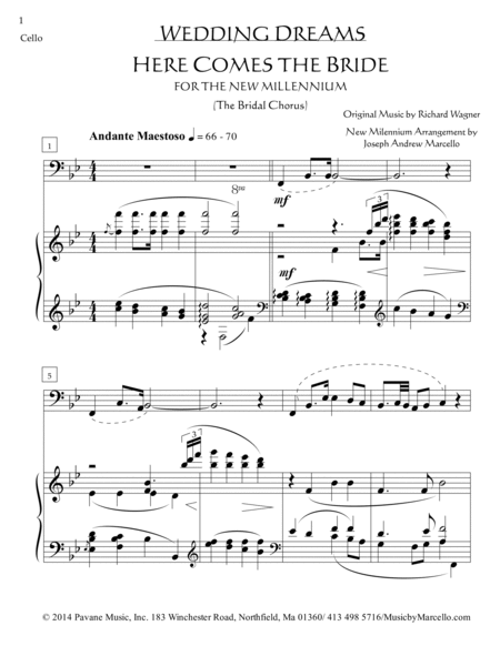 Here Comes the Bride - for the New Millennium - Cello & Piano image number null