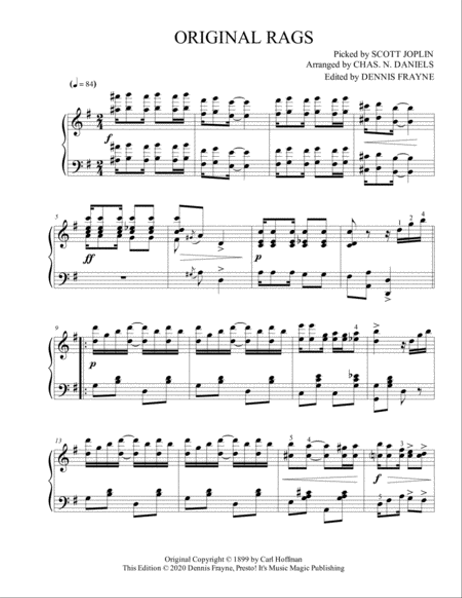 Original Rags Original Rags Piano Solo scores gallery preview page 1