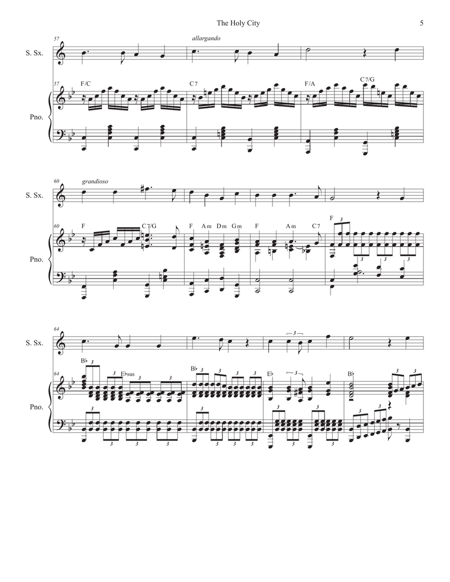 The Holy City (Soprano Saxophone and Piano) Soprano Saxophone scores gallery preview page 5