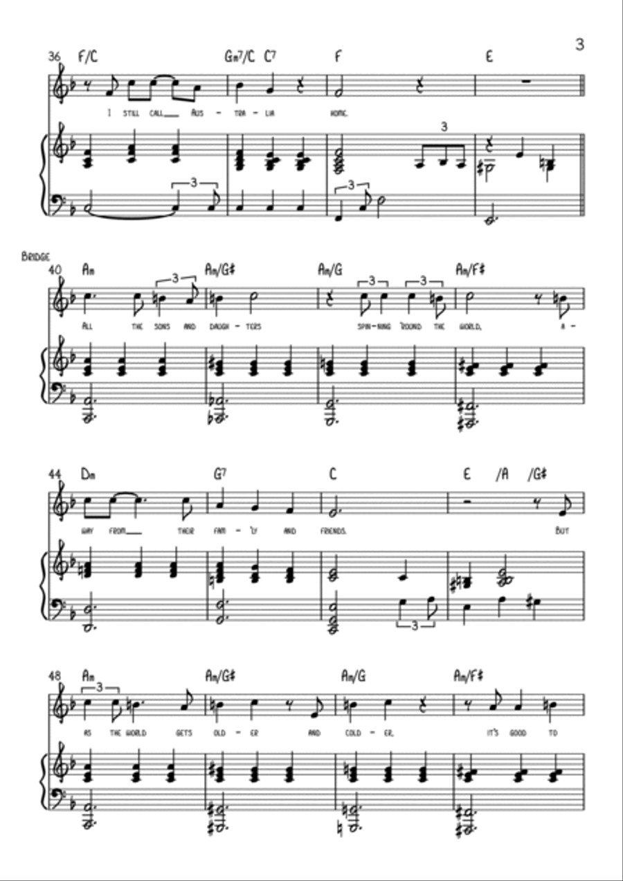 I Still Call Australia Home Piano, Vocal, Guitar scores gallery preview page 3