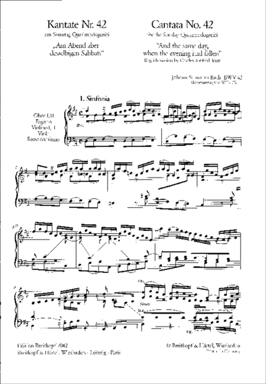 Cantata BWV 42 “And the same day, when the evening had fallen” 4-Part scores gallery preview page 2