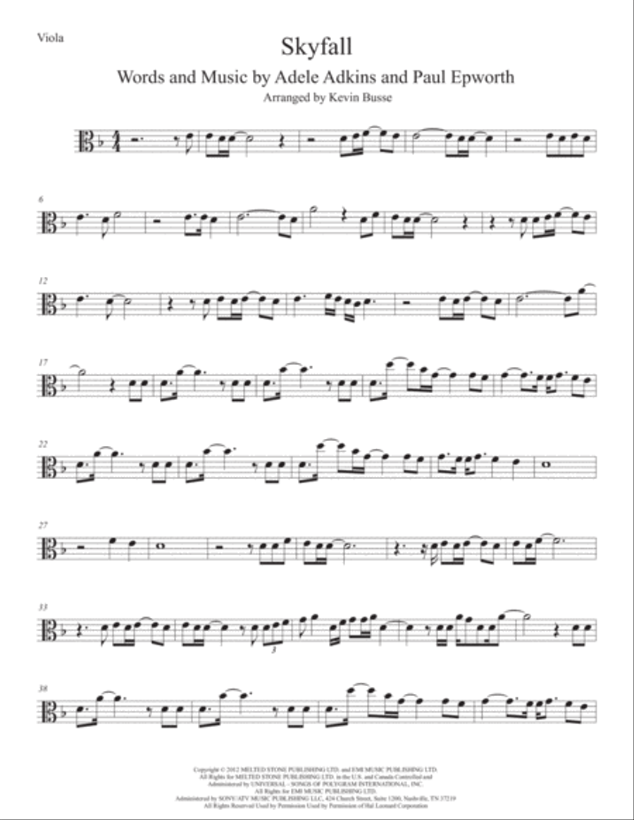 Skyfall Viola Solo scores gallery preview page 1