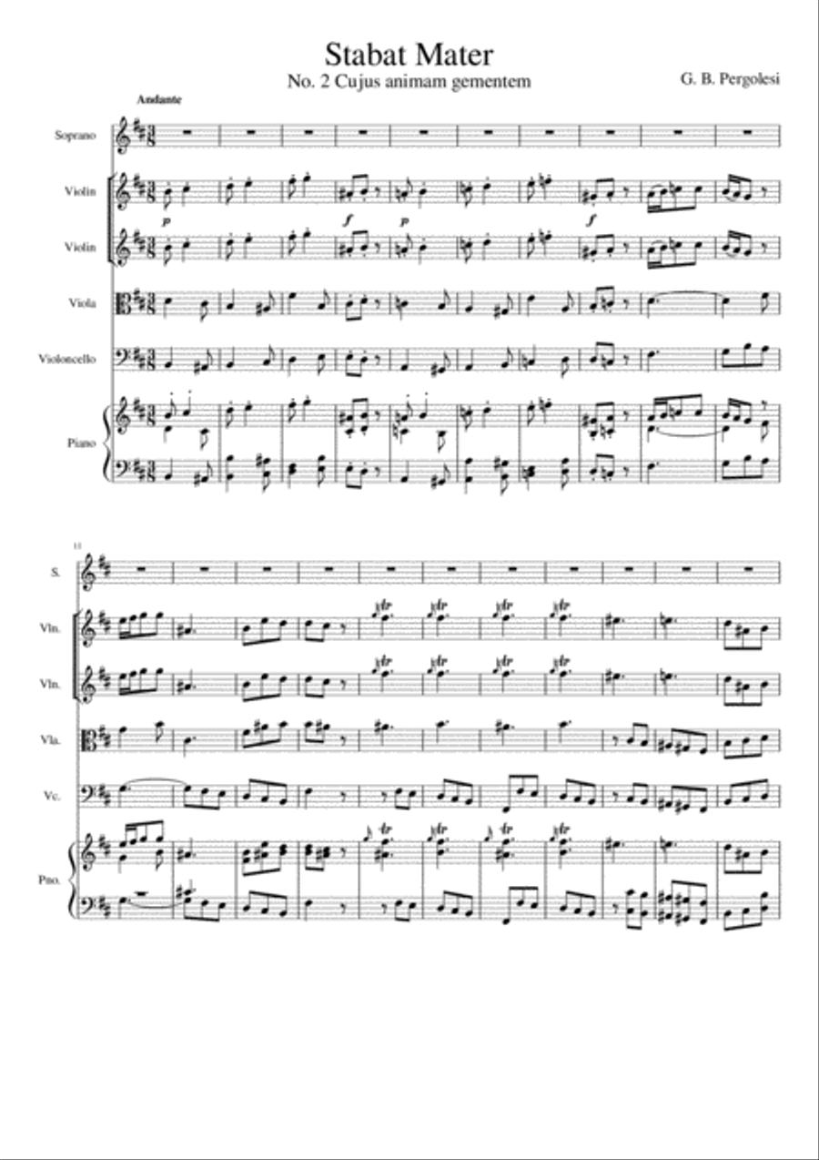 Stabat Mater No.2 Cujus animam gemenitum D Major Chamber Orchestra scores gallery preview page 2