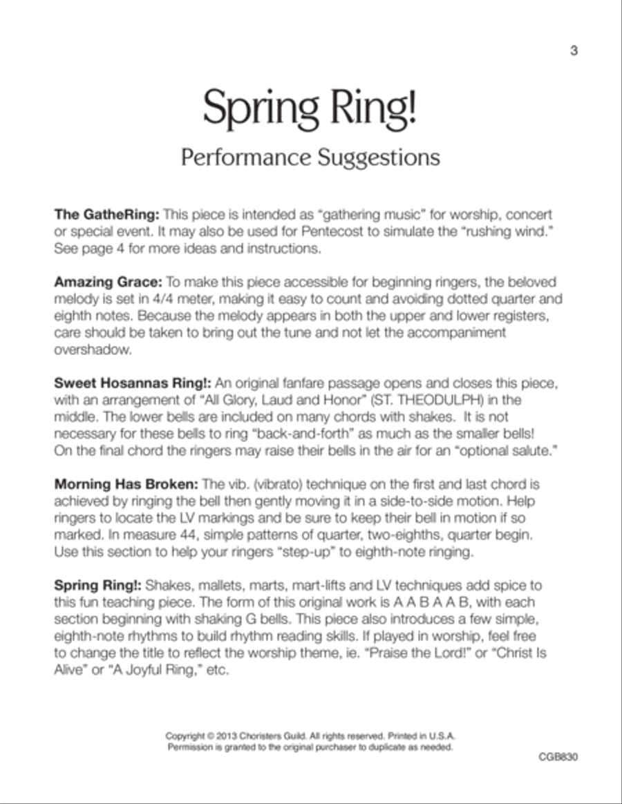 Spring Ring! (3-5 octaves) (Reproducible music for handbells or handchimes 5-Octaves scores gallery preview page 4