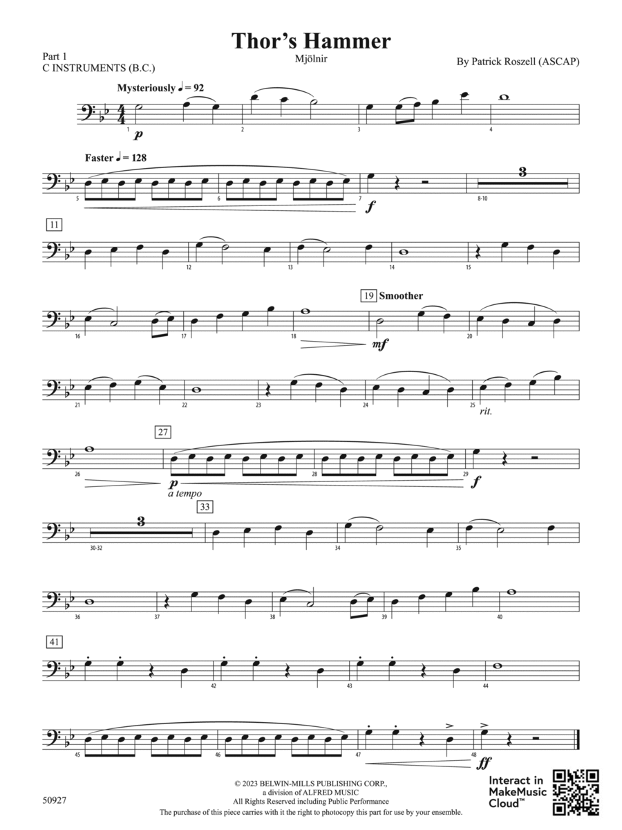 Thor's Hammer: Part 1 - C Instruments (B.C.) Concert Band scores gallery preview page 1