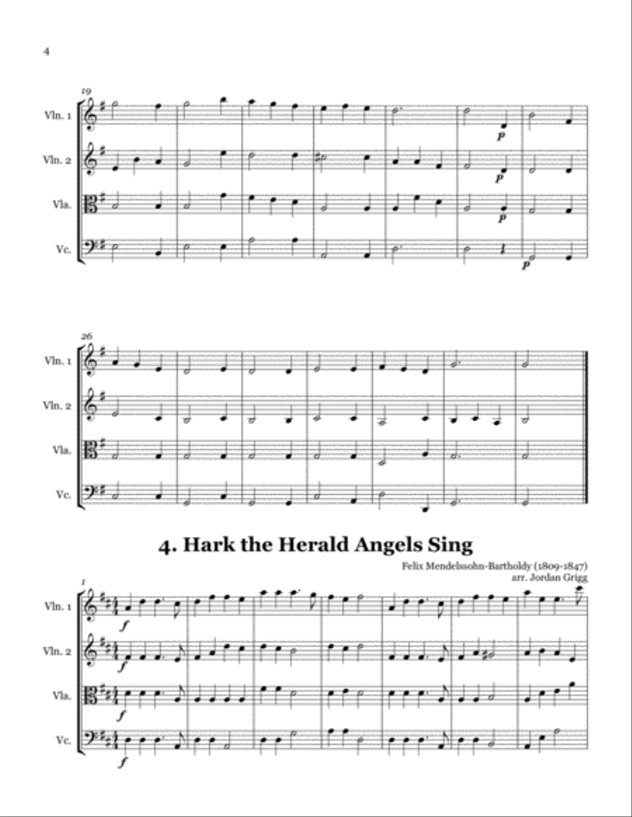 14 Christmas Carols (arranged for String Quartet) String Quartet scores gallery preview page 4