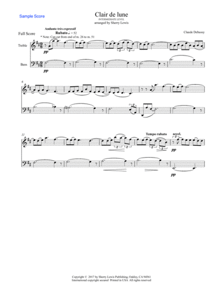 CLAIR DE LUNE, Intermediate Level for 1 treble instruments and 1 bass instrument image number null