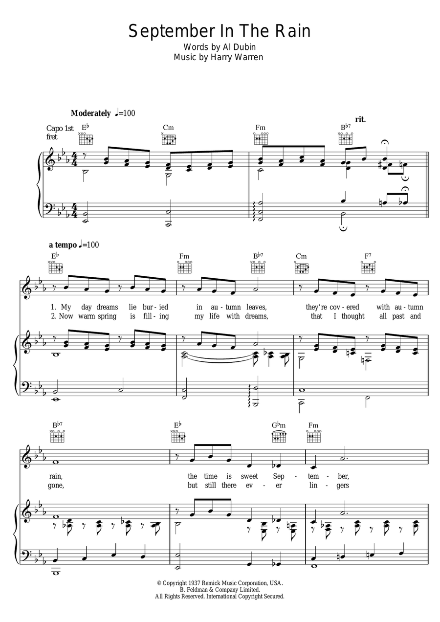 September In The Rain Piano, Vocal scores gallery preview page 1