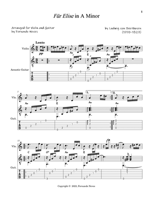 Für Elise for Violin and Acoustic Guitar