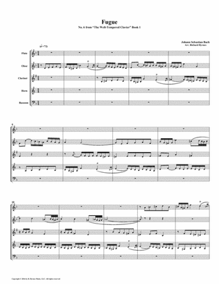 Fugue 06 from Well-Tempered Clavier, Book 1 (Woodwind Quintet)