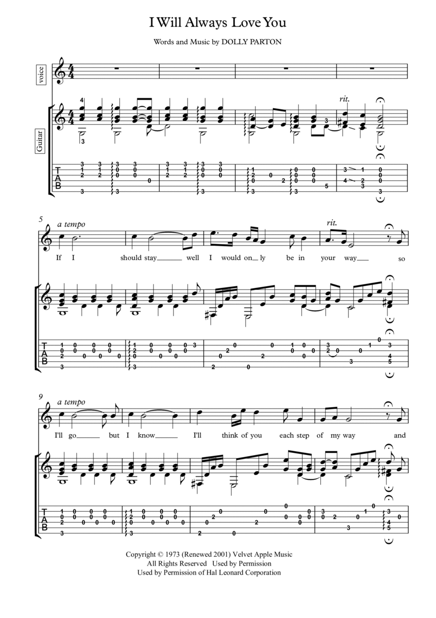 I Will Always Love You Set of Parts scores gallery preview page 1