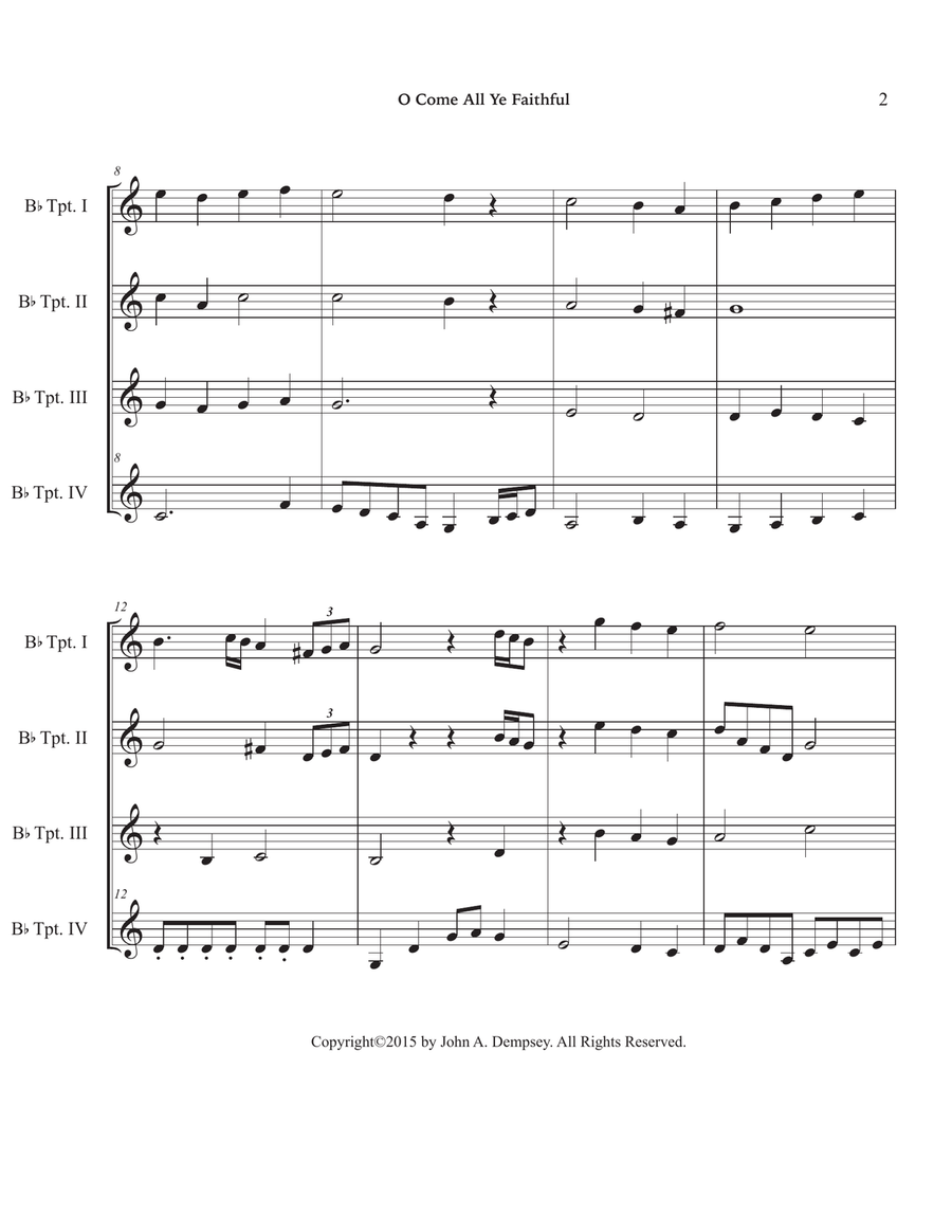 O Come All Ye Faithful (Trumpet Quartet) Brass Quartet scores gallery preview page 6