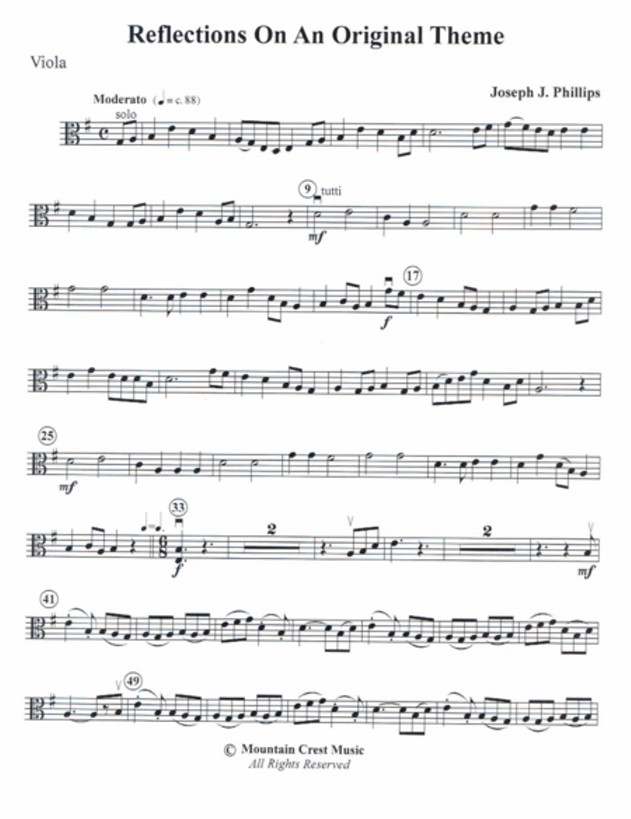 Reflections on an Original Theme-Viola part