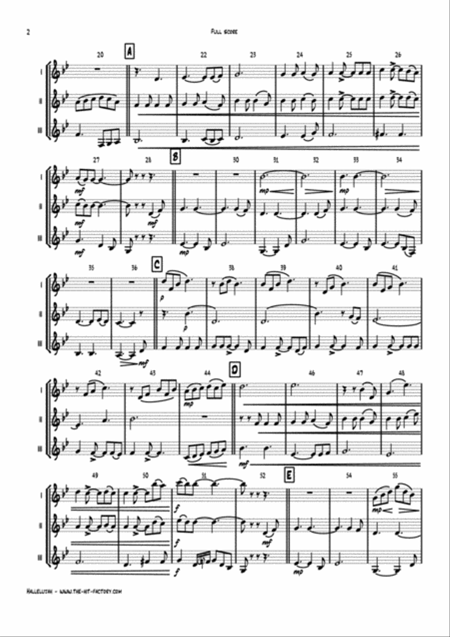 Hallelujah Woodwind Trio scores gallery preview page 2