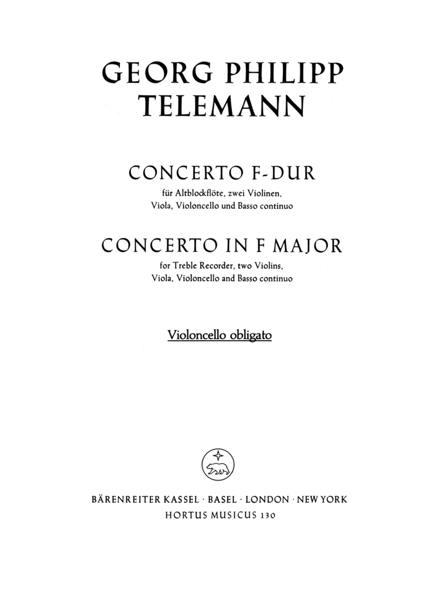 Concerto for Treble Recorder, Strings and Basso continuo