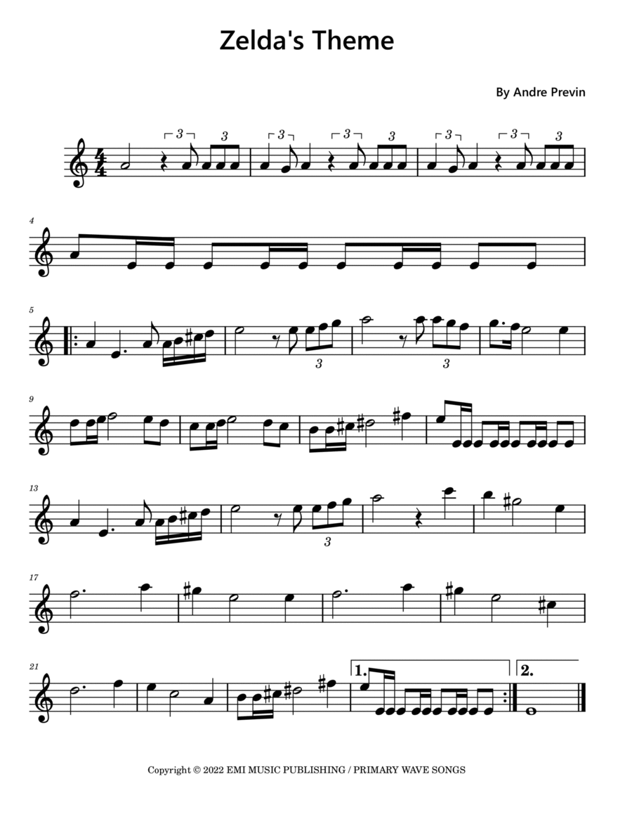 Zelda's Theme Violin Solo scores gallery preview page 1