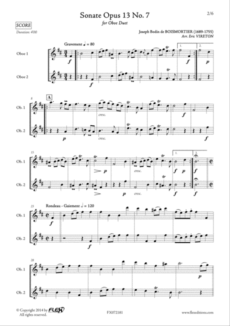 Sonata Opus 13 No. 7 Woodwind Duet scores gallery preview page 2