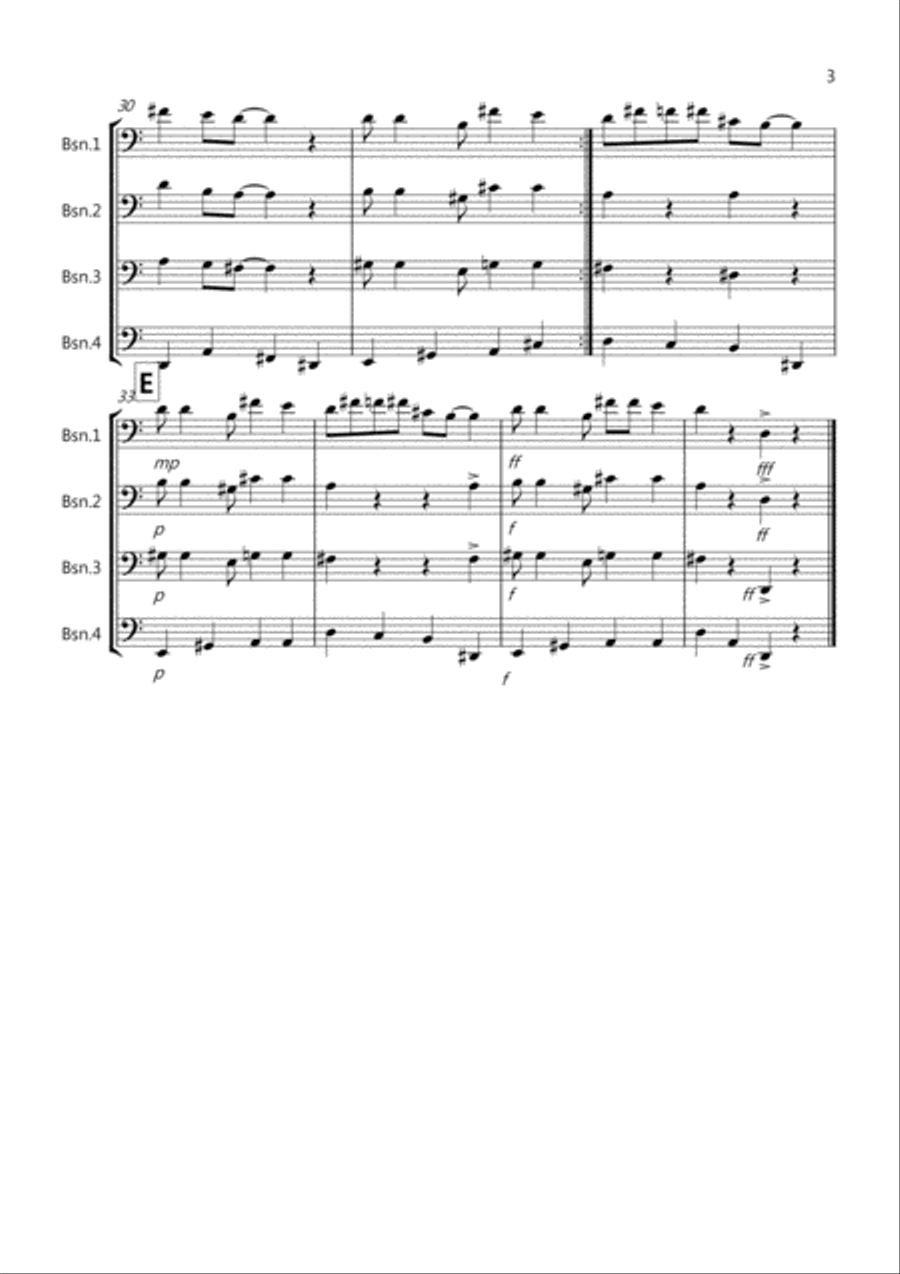 Burnie's Ragtime for Bassoon Quartet Bassoon Quartet scores gallery preview page 3