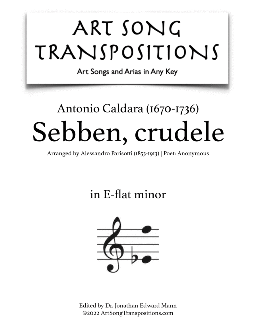 CALDARA: Sebben, crudele (transposed to E-flat minor)