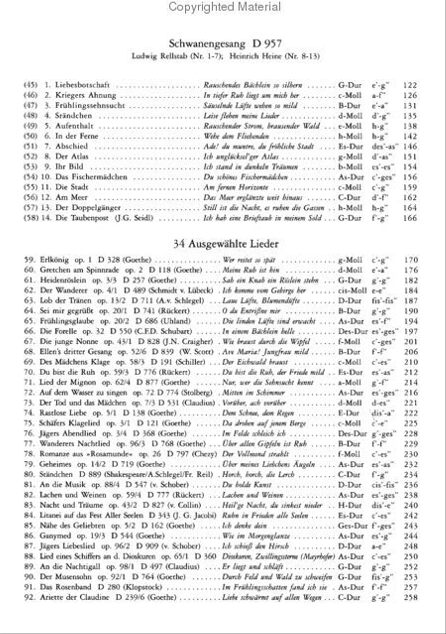 Lieder (Songs), Volume 1 - 92 Songs High Voice scores gallery preview page 3