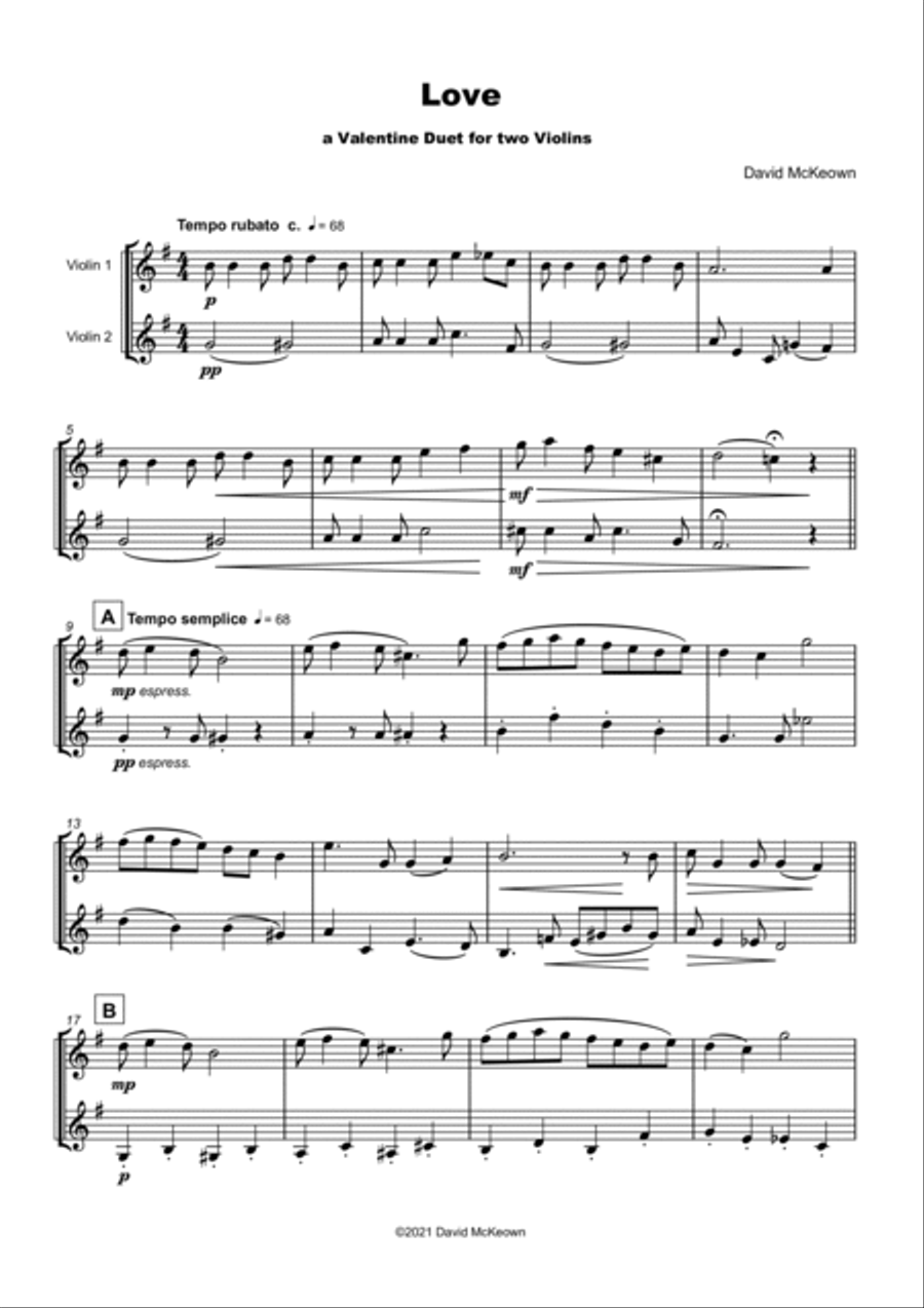 Love, Violin Duet String Duet scores gallery preview page 2
