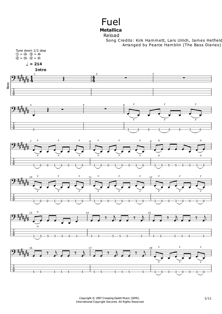 Fuel Guitar Tablature scores gallery preview page 1