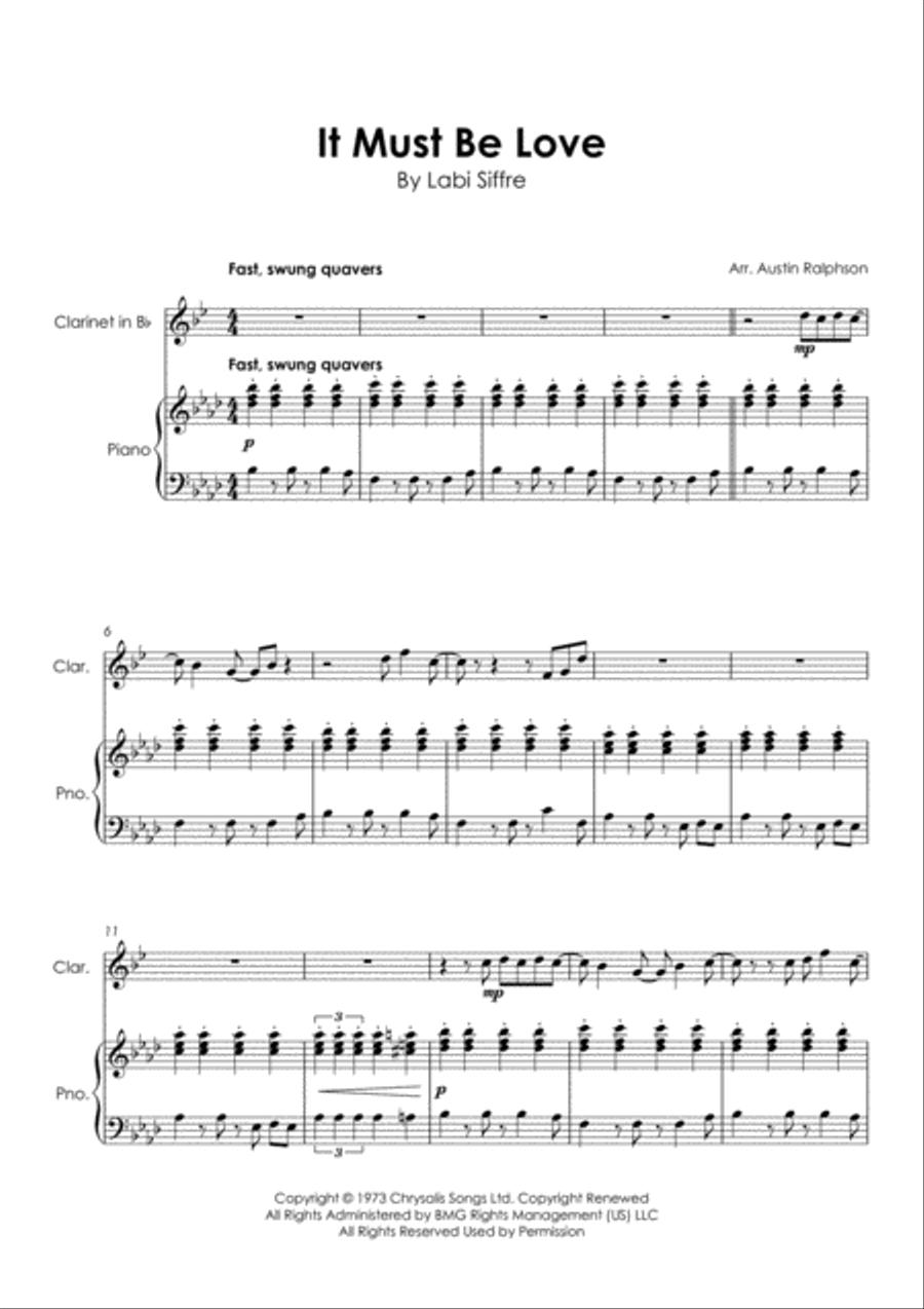 It Must Be Love Clarinet Solo scores gallery preview page 2