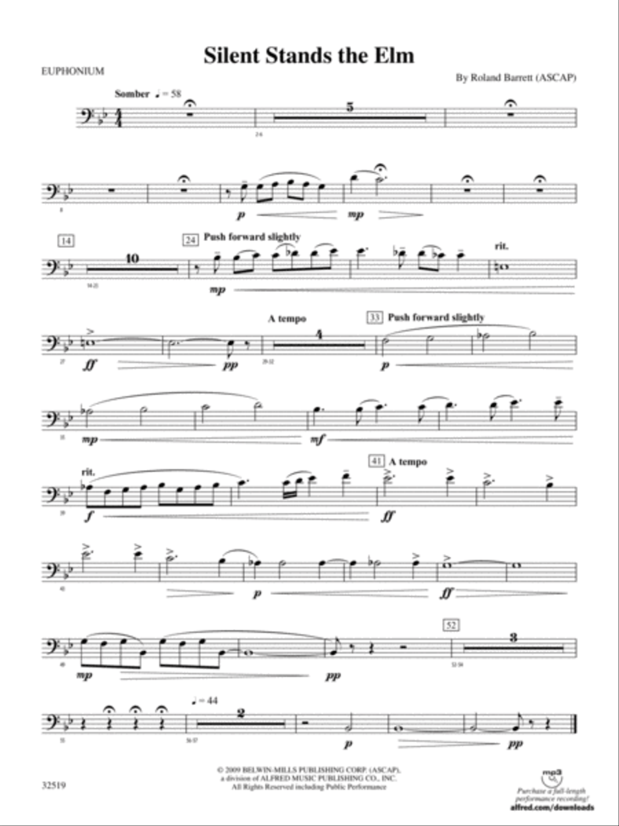 Silent Stands the Elm: Baritone B.C. Concert Band scores gallery preview page 1