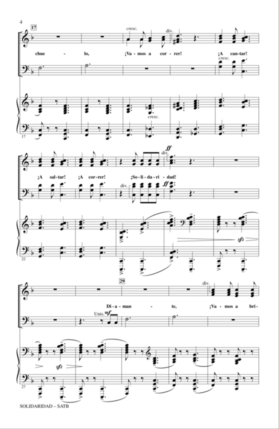 Solidaridad (In Solidarity) 4-Part scores gallery preview page 2