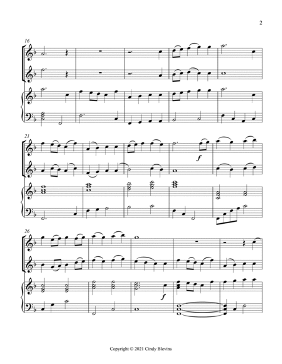 I Sing the Mighty Power Of God, Two Violins and Harp Harp scores gallery preview page 3