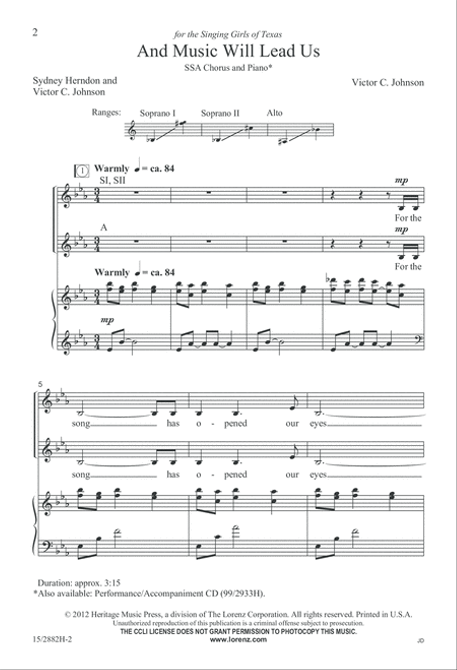 And Music Will Lead Us And Music Will Lead Us SSA scores gallery preview page 3