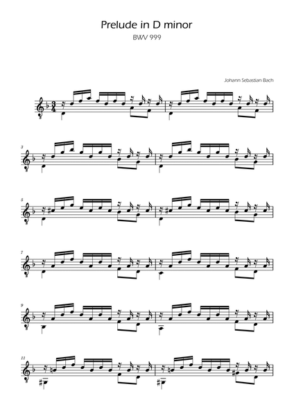 Prelude in D minor - BWV 999 image number null