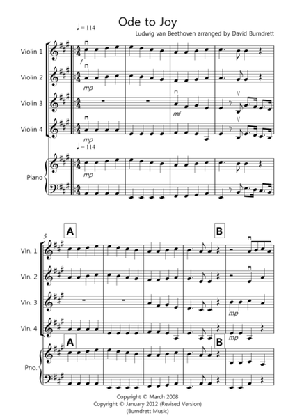 Ode to Joy for Violin Quartet image number null