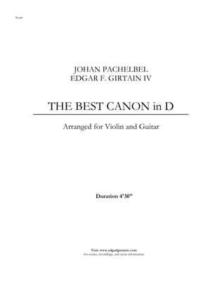 The Best Canon in D for Violin and Guitar (arranged)