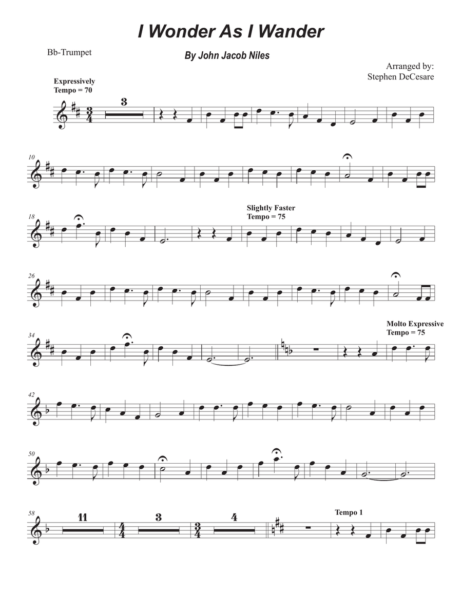 I Wonder As I Wander Trumpet Solo scores gallery preview page 6