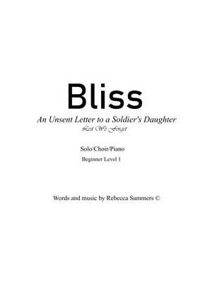 Book cover for Bliss - Unsent Letter to a Soldier's Daughter (SCORE)