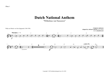 Dutch National Anthem for Symphony Orchestra image number null