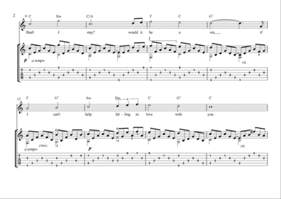 Can't Help Falling In Love Electric Guitar scores gallery preview page 2