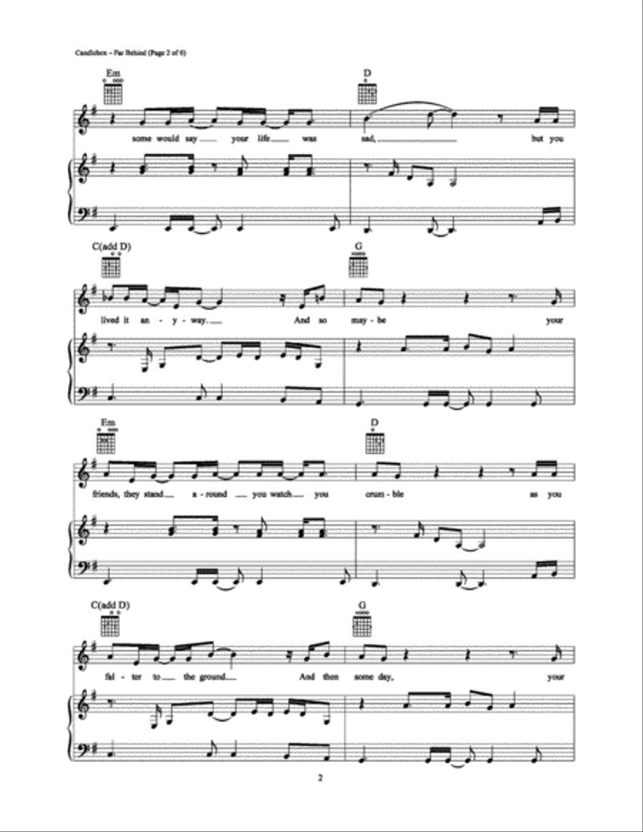 Far Behind Piano, Vocal, Guitar scores gallery preview page 2